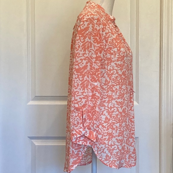 XTaren Cream, Tangerine Parsons Collar Blouse,  Variable Length Sleeves, Size L - Picture 3 of 8